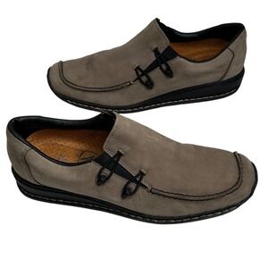 Rieker Women's Sz 8‎ Gray Leather Slip-on Loafers Shoes Flats Antistress 39